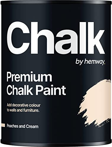 Hemway - Premium Chalk Paint - Peaches and Cream 1 L | Chalky Matt Shabby Chic Finish for Interior Furniture & Walls | Quick Dry & 1 Coat