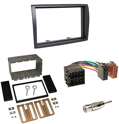 Einbauset: Autoradio Doppel 2-DIN Radioblende Radio Blende schwarz + ISO Radioanschlusskabel Radio Adapter + Antennenadapter für FIAT Ducato 06/2006-2011 mit ISO Anschluss nur Modelle OHNE Can-Bus