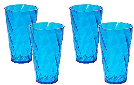 omada Design Wassergläser Set, Packung mit 4 farbigen Kunststoffgläsern aus transparentem Acryl (Bpa Free), 50cl Kapazität, Made in Italy, Verarbeitung mit Diamanteffekt, Diamond Linie, Türkis