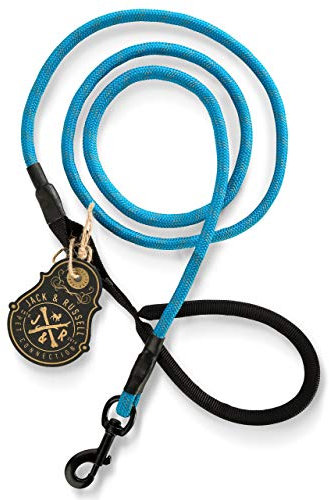 Jack & Russell Hundeleine Tajo aus hochwertigem Kletterseil mit Bolzenkarabiner Hunde Leine mit Soft-Grip Handschlaufe (Blau/Reflektierend)