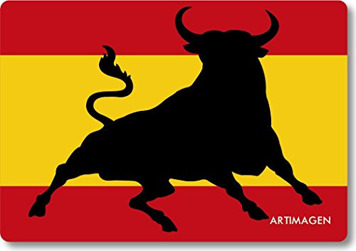 Artimagen Calamita bandiera Spagna con Toro Saltando 80 x 55 mm.
