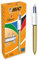 BIC 4 Colours Shine Penne A Sfera Con Punta Media (1,0 mm) - Fusto Metallico color oro, Confezione Da 12