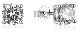 Ohrringe 925 Sterling Silber mit Zirkonia Diamant Form Allergiefrei für Damen Herren (2 mm)