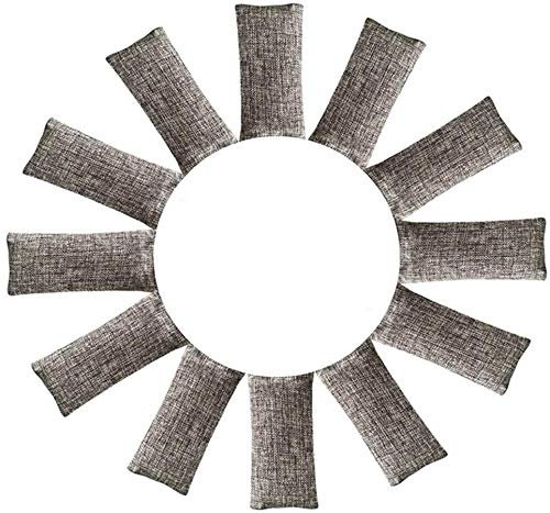 Deumidificatore Naturale, Sacchetto Carbone bambù, Deodorante Auto, Purificatore d'Aria, Assorbi umidità Armadio, Elimina Odori per Frigorifero Seminterrato Scarpe Borsa da Ginnastica,75g x 12