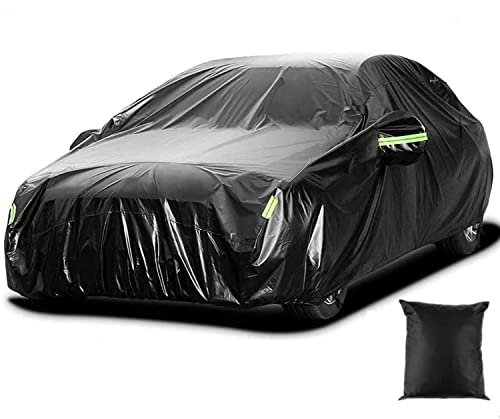 Car Cover Waterproof Heavy-Duty Full Outdoor Exterior Covers Sun Rain Dust Protection with Mirror Caps and Windproof Straps, Fit Hatchback Mini Van/MPV/Station Wagon/Hatchback Length up to 440cm