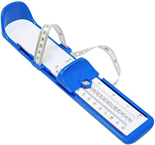Foot Measuring Device Shoe Gauge Ruler Foot Width Length Measuring Tool for Kids Adult (Blue)