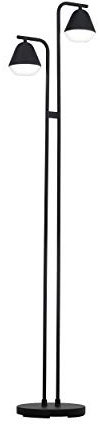 EGLO Stehlampe Palbieta, 2 flammige Stehleuchte Industrial, Standleuchte aus Stahl und Kunststoff, Wohnzimmerlampe in Schwarz,Satiniert, Lampe mit Tritt-Schalter, GU10 Fassung