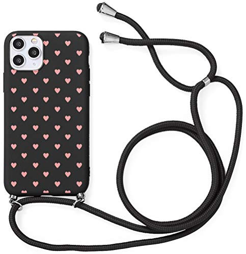 Yoedge - Collar Compatible con Huawei P20 Lite de 5,84 Pulgadas, Funda de teléfono con cordón Ultra Delgado y Flexible TPU Bumper Funda TPU de 360 Grados antigolpes con cordón Ajustable, Amor Negro
