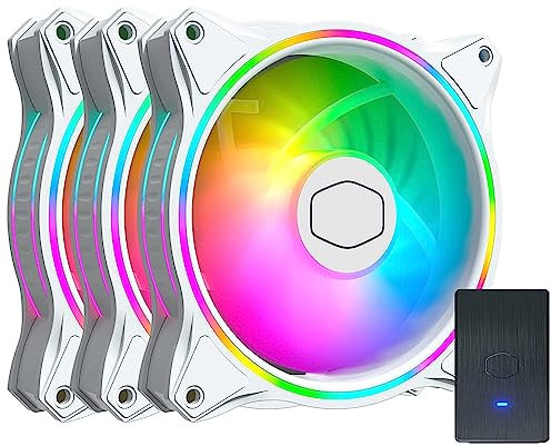 MASTERFAN MF120 Halo 3 in 1 White Edition Case Fan ADDRESSABLE Gen2 RGB Lighting Quiet Chassis Fan Suitable for Computer Cases and Cold Row Radiators