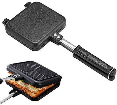 Doppelseitige Bratpfanne Sandwich-Eisen-Maker mit Griff Nonstick Grill Aluminiumlegierung Induktionsherd Gasherd allgemein Sandwich-Form für Brot