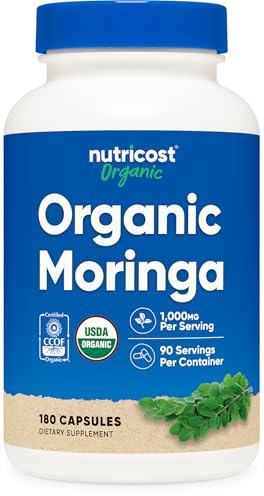 Nutricost Moringa Capsules 500mg, 180 Capsules (90 Servings) - Vegetarian Capsules, Non-GMO, Gluten Free