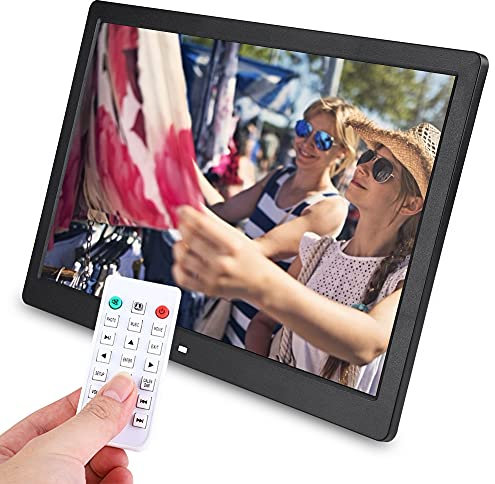 15.4 Zoll Digitaler Bilderrahmen Elektronischer Bilderrahmen mit Fernbedienung 1280 * 800HD Smart Digitaler Bilderrahmen Wandmontierbar Uhr/Kalenderfunktion Fernbedienung(Schwarz)