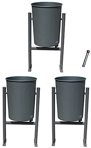 PAL | Papelera Exterior Circular de Hierro Life. Papelera abatible cónica con Sistema de Vaciado basculante. (3- Papeleras + Tornillería)
