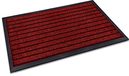 Prime Linens Waterproof Door Mats Outdoor Rug Stop Slip - Strong PVC Rubber Backed Floor Mats Anti Slip Washable Runner Rug for Hallways Hall Entrance Back Front Door (Red, 50 x 90 cm - Large Mat)