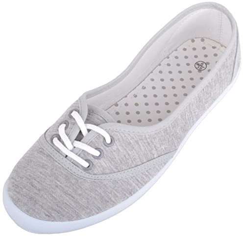 Zapatos de lona ligeros para mujer, estilo bailarina, estilo casual, para verano, para mujer, gris, 41 EU