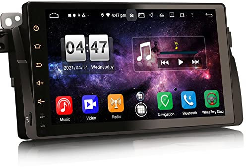 Erisin 9 inch Android 10.0 Car Radio with Bluetooth CarPlay Android Auto Sat Nav Car Stereo For BMW 3 series E46 318 320 325 M3 Rover 75 MG ZT DSP DAB+ Wifi OBD2 DVR Head Unit 8 Core 4GB RAM 64GB ROM
