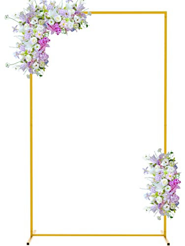 Goldener Hochzeitsbogen für Zeremonie, Traubogen 2M x 1,2M Metall-Ballonbogen ständer-Set, Garten, Blumenbogen, Rahmen, Hintergrund für Jahrestag, Geburtstag, Party, Brautparty, Dekoration