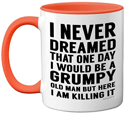 Stuff4 Grumpy Old Man Mug, Grandad Gifts, Dad, Father’s Day or Christmas Novelty Mug, Funny Gifts, Perfect Birthday Present, Funny for Men, 11oz Orange Ceramic Dishwasher Safe