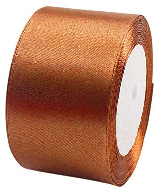POPOYU Satinband Braun 50mm, 23 Meters Dekoration Präsent Geschenkband breit Schleifenband, Stoffband für kleid Hochzeit, Taufe und Geburtstag Geschenke,Satin Dekoband, Deko Band Geschenkverpackung