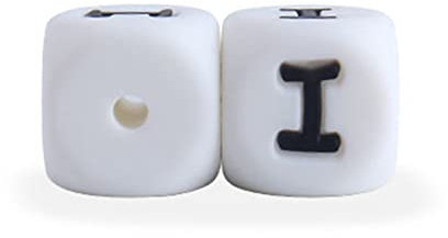 ISAKEN 10 Pezzi Perline a Lettera in Silicone, Bianche Perline di Lettere in Silicone, Cubo Perle Perline Decorative con Lettere per Creazione di Gioielli Artigianato Braccialetti Fai-da-Te Collana