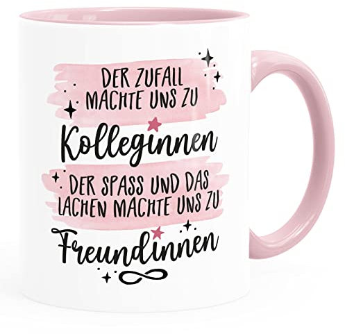 Moonworks® Kaffee-Tasse Der Zufall machte uns zu Kolleginnen der Spass und das Lachen zu Freundinnen Geschenk Büro weiss-innen-rosa standard