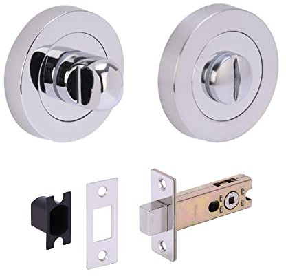 HANDLEZONE® Bathroom Toilet Door Thumb Turn and Release Deadbolt Kit - Dual Finish Polished/Satin Chrome - 76mm Bolt with 57mm Backset