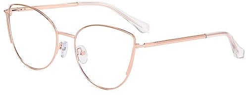 kachawoo Blaues Licht Blocking Gläser Metallrahmen Brillen Retro Cat Eye Brillen Rahmen Frauen (rose gold frame)