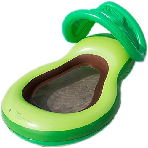 ZUMAHA Pool-Party Schwimmring in Avocado-Form, grüne aufblasbare Luftmatratze mit Sonnenschirm, aufblasbare Pool-Float-Lounge für Erwachsene Schwimmring
