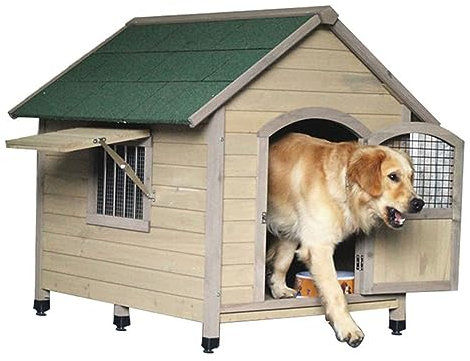 Outdoor Mit Tür Windows HundehüTte Aus Holz, Premium Hundehütte, Am Besten Geeignet Für Hunde Kleiner, Mittlerer Und Großer Rassen, Atmungsaktiv Bequem(Size:XL(105X112X100cm))