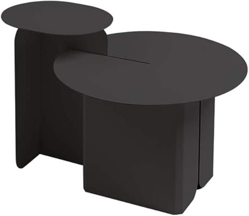 Table gigogne, Petite Table Ronde en Fer forgé, Table Basse de Salon, Table d'appoint de canapé pour Petit Appartement 28 × 11 × 19 Pouces (Couleur : Noir)
