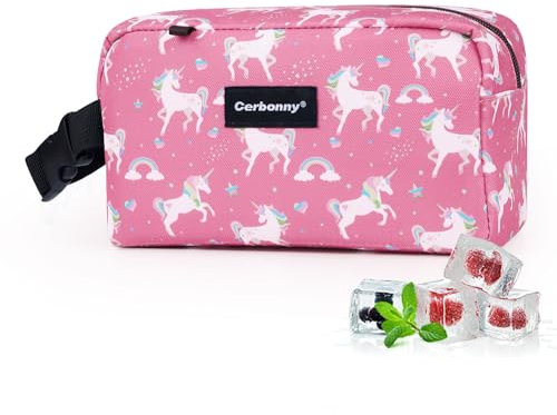 Cerbonny Freezable Lunch Bag for Work, School, Travel - Freezer/Mini Lunch Bag, Fit for Yogurt, 3+ (Pink Unicorn)