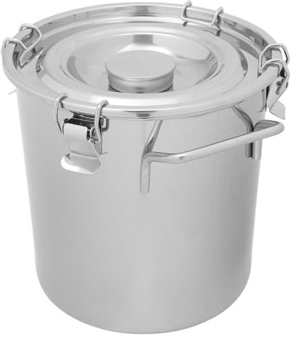 BESTonZON Edelstahl Eimer 6L Milcheimer Kanister Blecheimer Luftdichter Aufbewahrungseimer Futtereimer mit Deckel Fettbehälter Mehlbehälter Getreidebehälter Wassereimer Lebensmittel Behälter