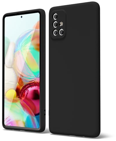 oakxco für Samsung Galaxy A71 4G Hülle Silikon Case mit Kameraschutz, Ultra Dünn Bunt Handyhülle Mädchen, Einfarbig Handy Hülle Slim Schutzhülle, Matt TPU Weich Gummi Glatt Silikonhülle, Schwarz