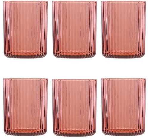 KEDEA 6 Bicchieri Acqua In Vetro Colorati, Bicchiere Colorato Elegante, Lavabili In Lavastoviglie, Bicchieri In Pasta Colore, Multicolore Collezione Charleston Bicchieri Acqua Colore ROSA