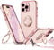 XYZ for iPhone 15 Pro Case with Stand, Heart Lanyard for Girls Women, Luxury Cute Bling Protective Phone Cover for iPhone 15 Pro, Pink