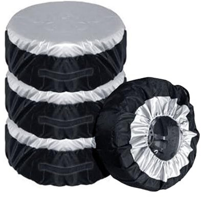 4 Pièces Housse de Pneu pour Pneus de 13-19 Pouces, étui Housse de Roue de Secours de Voiture Sac de Rangement Sac de Transport Pneu en Polyester pour Housses de Protection de Roue Voiture 4 Saisons