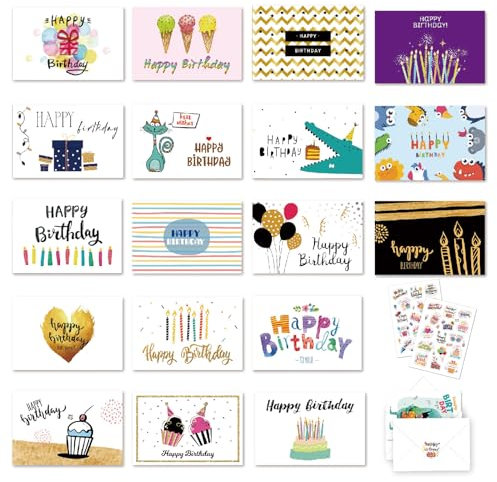 Geburtstagskarte 18 Premium Geburtstagskarten Set mit Umschlag, Happy Birthday Karte Geburtstag, Klappkarten Glückwunschkarte Geburtstag, Geburtstagskarte Frau Geburtstagskarte Mann(B)