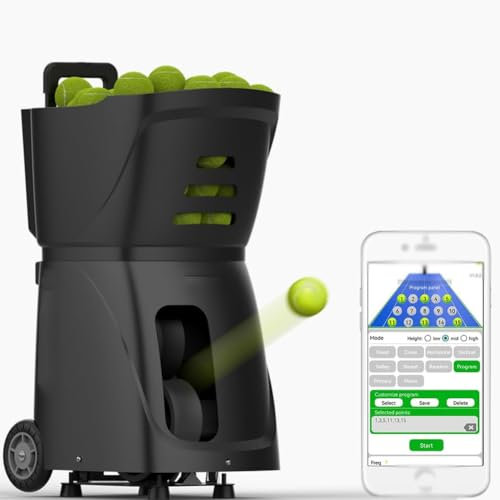 XLTEAM Tragbarer Automatischer Tennistrainer Für Fortgeschrittene, Tennistrainingsgerät, Mobile APP/Fernbedienung, Dual-Bedienung, Für Anfänger-Tennistraining