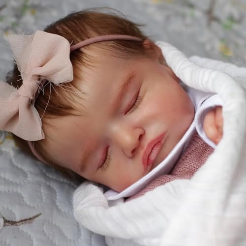 Anano Reborn Baby Puppen 20 Rosalie Neugeborene Baby Puppen mit Gewichtetem Tuch Körper, Hand Wurzelhaar Geschenk für Kinder und Großeltern