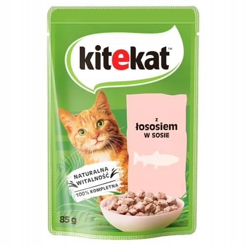 KITEKAT Portionsbeutel mit Lachs in Sauce Nassfutter für Katzen 10x85g