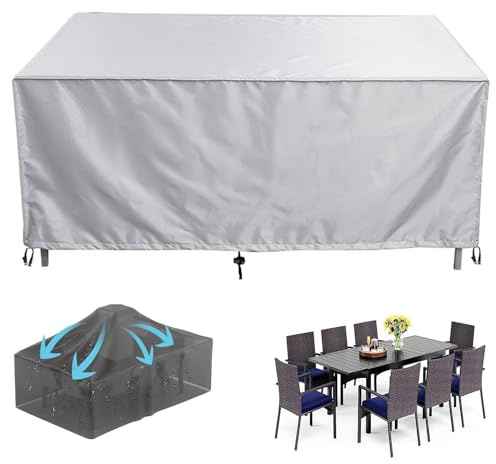 LSYALUCK Abdeckung für Gartenmöbel - 123x61x60cm Multi Größe Gartenmöbel Abdeckung wasserdichte Schutzhülle - 600D Abdeckhaube Gartentisch Rechteckig, Schutzhülle Tisch für Gartentisch Sitzgruppe