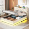 LED-Polsterbett 140X200 cm, Bett mit Großer Stauraum & Lattenrost, Bettgestell Metall Boxspringbett, Polster Kopfteil mit Regal und USB-Ladeanschluss, Hautfreundlicher Leinenstoff (Beige, 140X200 cm)