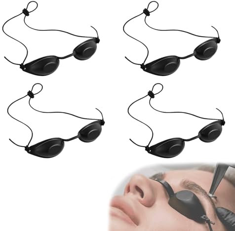 4Pcs Lunettes Bronzage, Lunettes de Protection UV Noir Luminothérapie Lunettes Masque Yeux de Solarium Lumière Pulsée pour le Traitement Cosmétique au Laser Clinique de Beauté ou à la Maison