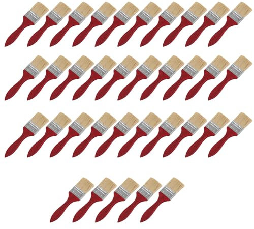 RDEXP 35 Pieces Chip Paint Brushes w/Redwood Handle for Varnishes & Stains 2 Width