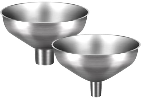 Nomatox Stainless Steel Metal Funnel, Set of 2, Kitchen Filling Funnel (0.5 Narrow Mouth) and Food Funnel (1 Wide Mouth) Practical Tool for Transfering Spices, Oil, Food, Beer