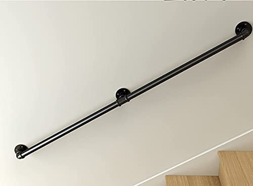 WLCNYL Treppenhandlauf Handläufe für Innentreppen Schwarzer Handlauf aus Eisen für Außenstufen/Innen/Veranda, rundes Treppengeländer an der Wand/48/5M (5Ft)