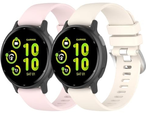 Garmcool 20mm Cinturino Compatibile per Garmin Vivoactive 6/5/3 Bracciale Rosa Ivory Silicone, Sportivo Sostitutivo Cinturini Compatibile per Garmin VivoMove Trend/Sport/Style