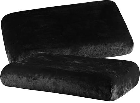 BaSaTex Cashmere Plüsch Kissenbezüge Spannbezüge 2er Pack für Nackenkissen und Gesundheitskissen | kuschelig weicher Kissenbezug | ca. 40x60 cm - 45x65 cm | Farbe: Schwarz