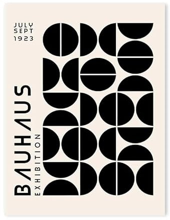 Baibexing Abstraktes Schwarz-Weißes Bauhaus-Poster Und Drucke Aus Der Mitte Des Jahrhunderts, Leinwandmalerei, Wandkunst, Bild Für Wohnzimmer, Wohnkultur, A4 50X70Cm Kein Rahmen