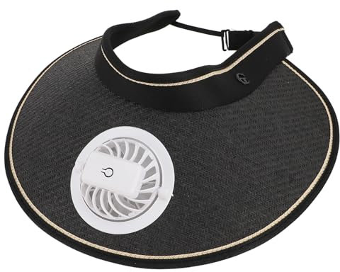 Adjustable Fan Sun Hat with Extra Large Brim, USB Rechargeable Cap for Travel Beach, Nylon and Plastic Material, 3 Gear Fan for Camping, Hiking, Golfing (Black)